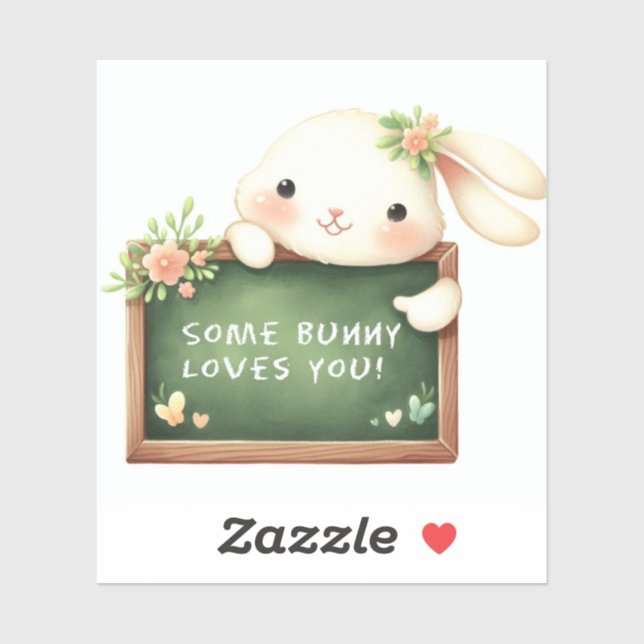 Adesivo Coelhinho bonito dizendo. Amor. vinil Sticker (Folha)