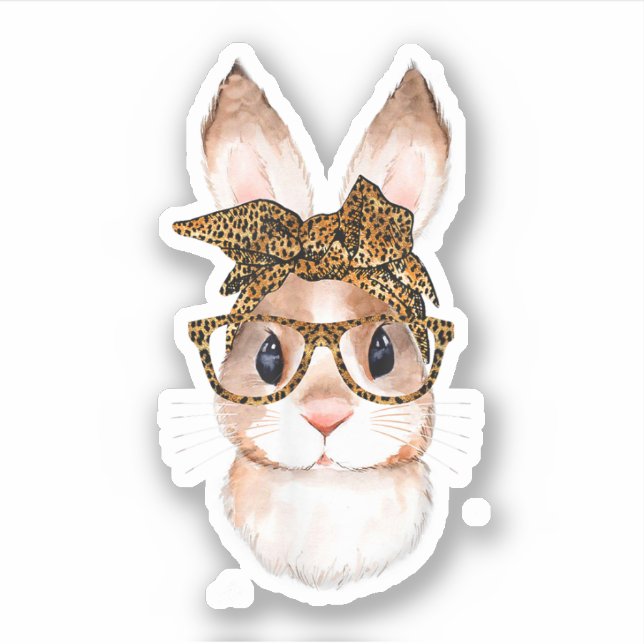 Adesivo Coelhinho da Páscoa Bonito Mãe Páscoa Ano Leopardo (Frente)