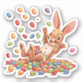 Adesivo Coelhinho da Páscoa tocando feijão gelado
