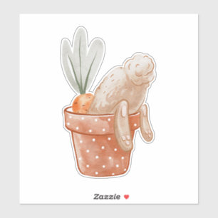 Adesivo Coelhinho de Páscoa em Pote de Flor