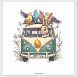 Adesivo Coelhinho de Páscoa em um Ônibus com Amigos de Pás