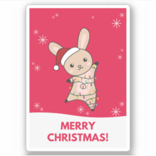 Adesivo Coelhinho Feliz Natal Animais de inverno Coelhos
