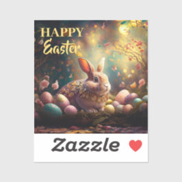 Adesivo Coelhinho felz pascoa com ovos de Páscoa