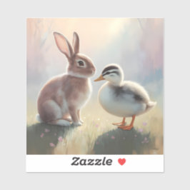 Adesivo Coelho bebê e pato bebê