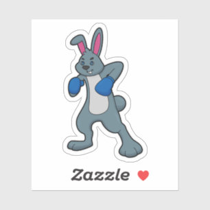 Adesivo Coelho como boxer com luvas in a box