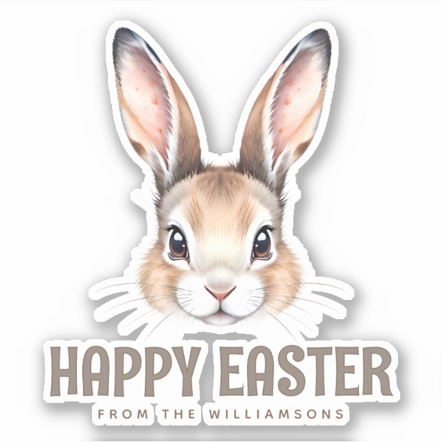 Adesivo Coelho da Páscoa coxa de Cor de Água Moderna Perso (Frente)