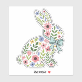 Adesivo Coelho de Páscoa de Flores Silvestres Rosa e Azul