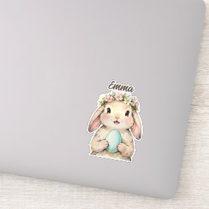 Adesivo Coelho de Páscoa Vintage Personalizado com Ovo
