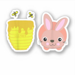 Adesivo Coelho Fofo e Engraçado Honey Bunny Amantes de Ani