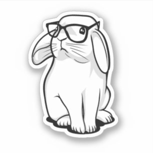 Adesivo Coelho Hipster Coelho Engraçado Com Óculos Coelhin