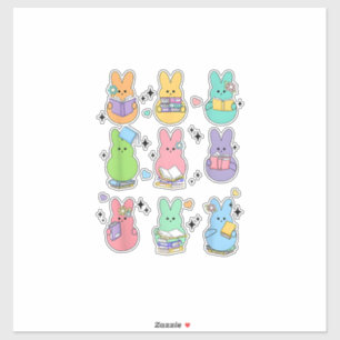 Adesivo Coelho Lendo Livros Dia de Páscoa Bibliotecário Pr