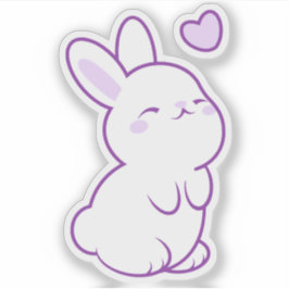 Adesivo Coelho Leve Roxo Pastel Fofo em Pé e Coração