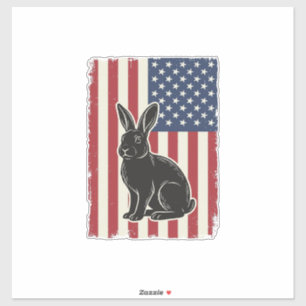 Adesivo Coelho Patriótico Bandeira Americana Gravura Vinta