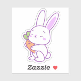 Adesivo Coelho Roxo Pastel Kawaii Fofo com Cenoura