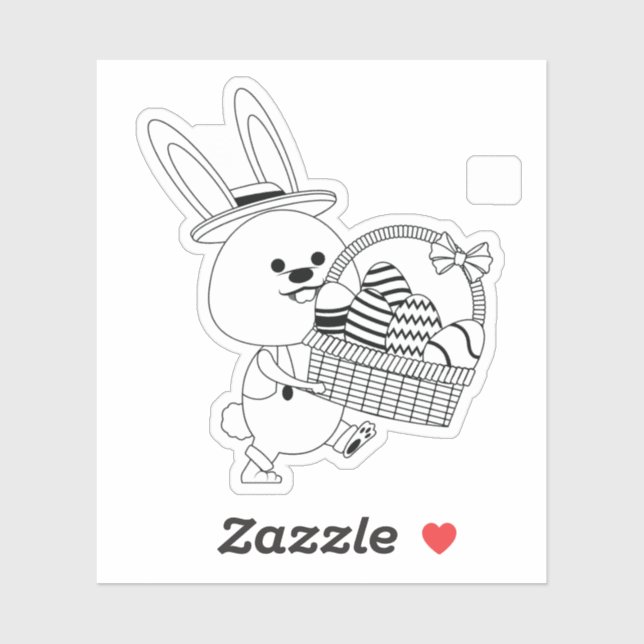 Adesivo Coelho Super Bonito Com Presente Para Páscoa Dia (Folha)