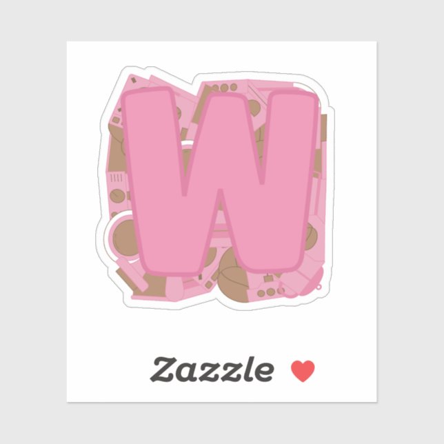 Adesivo Coffee Letter W: Monogram Initial  (Folha)