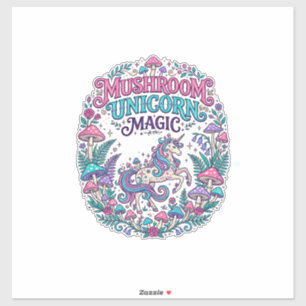 Adesivo Cogumelo Unicórnio Magia Unicórnio Colorido Arte P