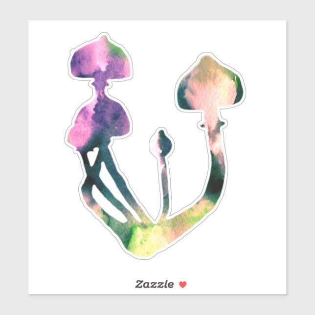 Adesivo Cogumelos Aquarela (Folha)