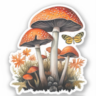 Adesivo Cogumelos de Madeira Laranja de Outono