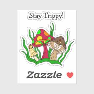 Adesivo Cogumelos Mágicos Retro Arte Desenhada à Mão 