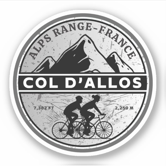 Adesivo Col d'Allos, turismo de bicicleta dos Alpes france (Frente)