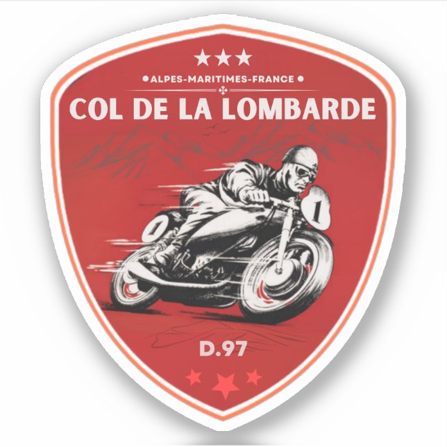 Adesivo Col de la Lombarde french Alpes motobike presentes (Frente)