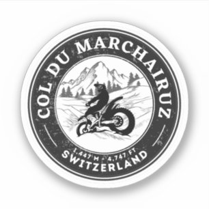 Adesivo Col du Marchairuz passeio de moto pelos alpes suíç