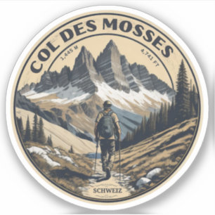 Adesivo Col du Mosses cantão de Vaud estrada alpina suíça
