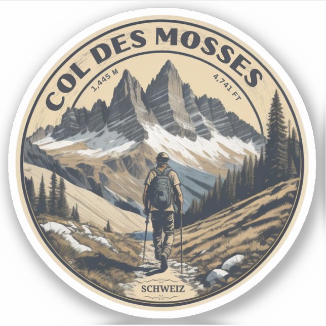 Adesivo Col du Mosses canton de Vaud swiss estrada alpina (Frente)