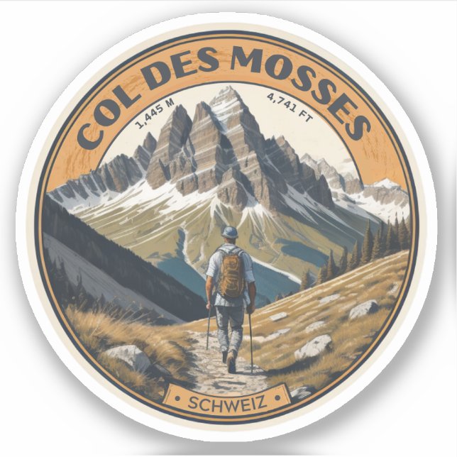 Adesivo Col du Mosses canton de Vaud swiss estrada alpina (Frente)