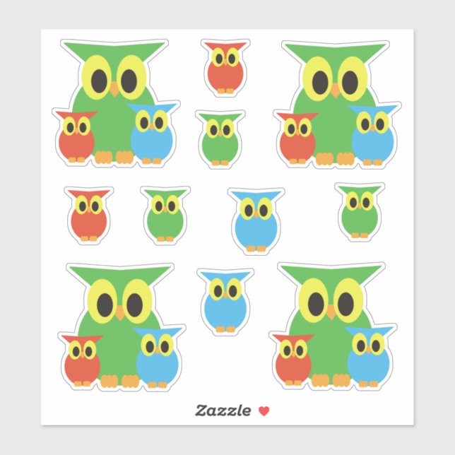 Adesivo Colaboração de amigos da família Owl (Folha)