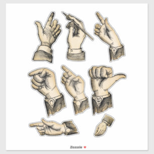 Adesivo Colagem de arte Vintage Mens hand Gestures