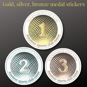 Adesivo Colar de medalha de ouro prata bronze vencedor Sti