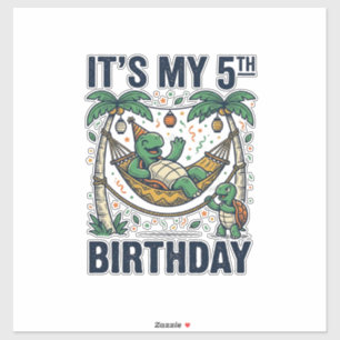 Adesivo Colchão de Tartaruga de 5º Aniversário Desenho de 