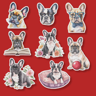 Adesivo Coleção Adorável de Bulldog Francês 
