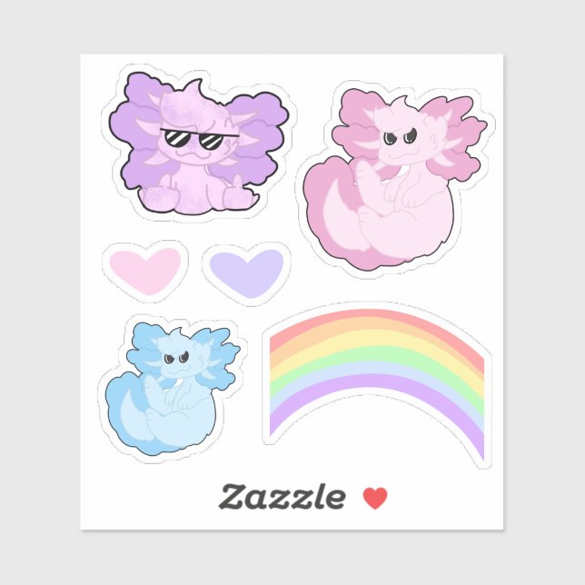 Adesivo Coleção Axolotl Cute (Folha)