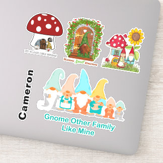 Adesivo Coleção da Família Gnomo Mushroom Home Add Name 8"