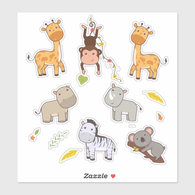 Adesivo Coleção De Animais Selvagens (Folha)