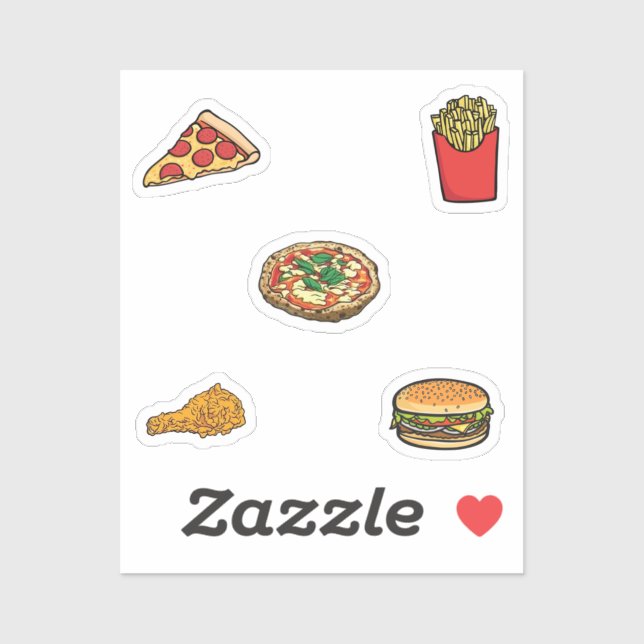 Adesivo Coleção de comidas rápidas (Folha)
