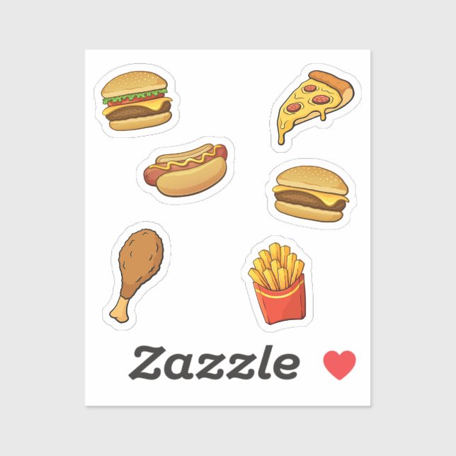 Adesivo Coleção de comidas rápidas (Folha)