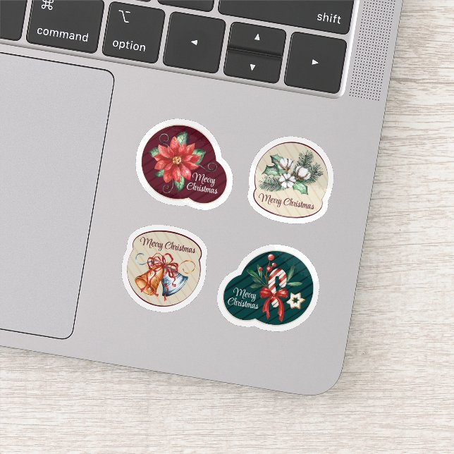 Adesivo Coleção de crachás de Natal Merry (Detalhe)