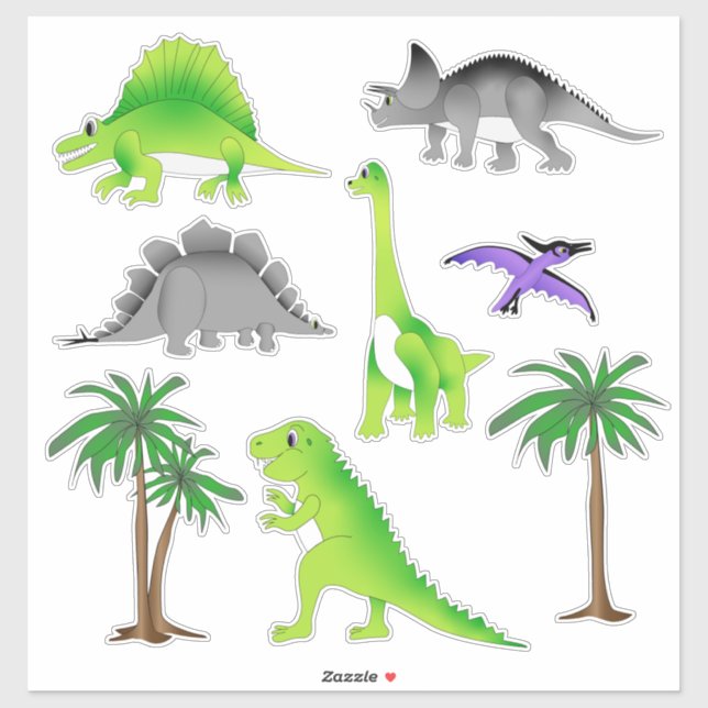 Adesivo Coleção de Dino Sticker Dino Cute de Dinossaur Lan (Folha)