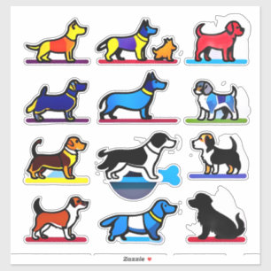 Adesivo Coleção de Fofos Filhotes de Desenho Animado