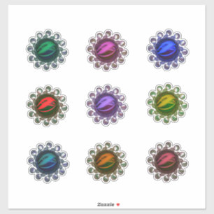 Adesivo Coleção de gemas coloridas abstratas