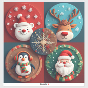 Adesivo Coleção de Personagens Festivas de Natal