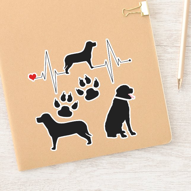 Adesivo Coleção de Silhuetas de Cachorro Labrador (Notebook)