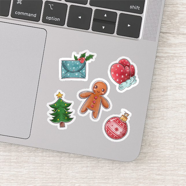 Adesivo Coleção de vinhetas de aquarela natalina (Detalhe)