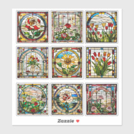 Adesivo Coleção Jardim de Flores em Vidro Colorido Artific