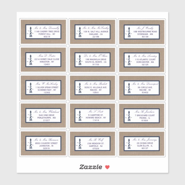 Adesivo Coleção Náutica De Casamentos De Burlap De Farol (Folha)