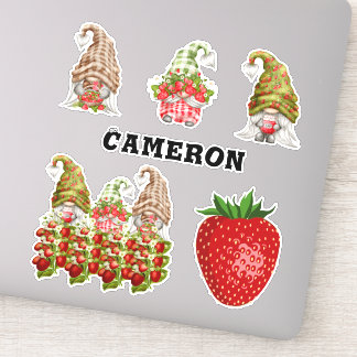 Adesivo Coleção Strawberry Gnomo Adicionar Nome Fruta Love